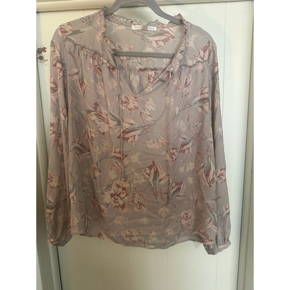 Violet +‎ Claire Floral Blouse With Tie Size Medium